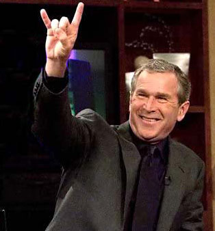 Bush Family Satanist Devil Salute Brainsturbator