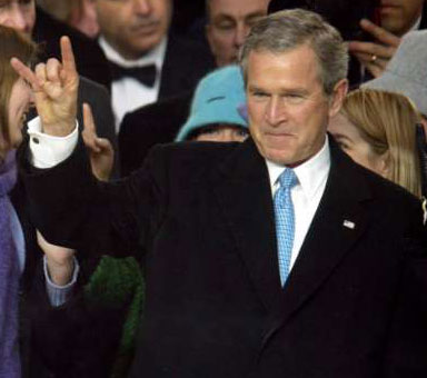 Bush Family Satanist Devil Salute Brainsturbator